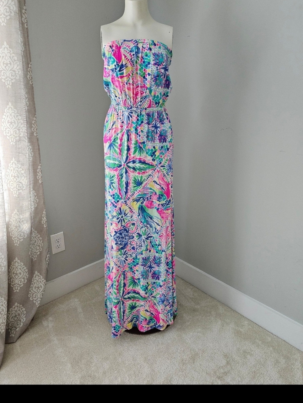 Lilly Pulitzer Marlisa Vibrant Multicolor Maxi Dress XS Strapless
